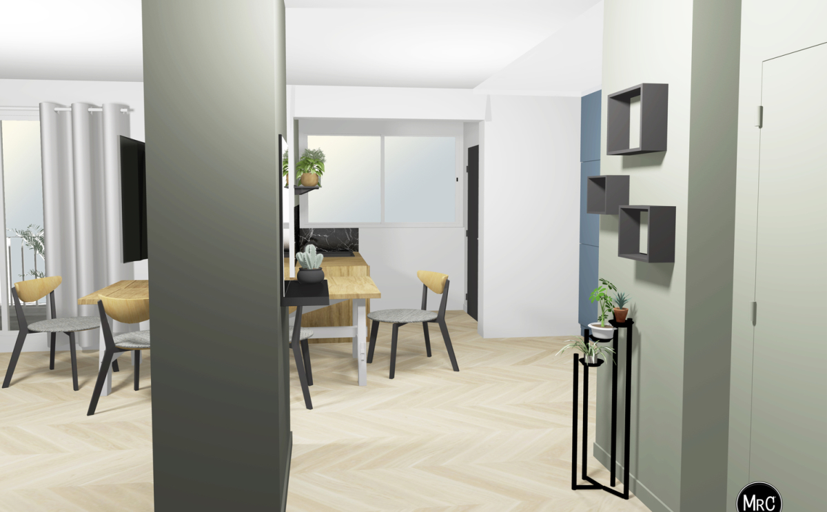 décloisonnement 3D appartement -  Architecte d'intérieur Aix-En-Provence