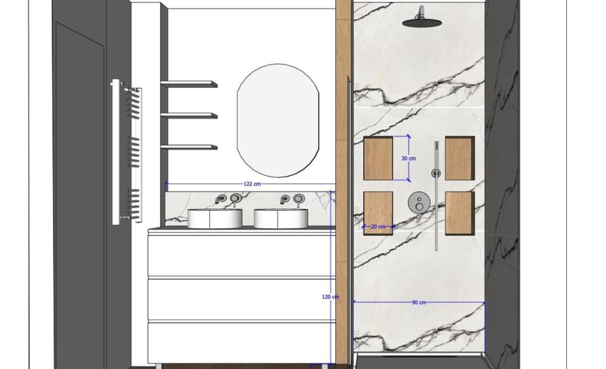 projection salle de bain blanc bois niches archi