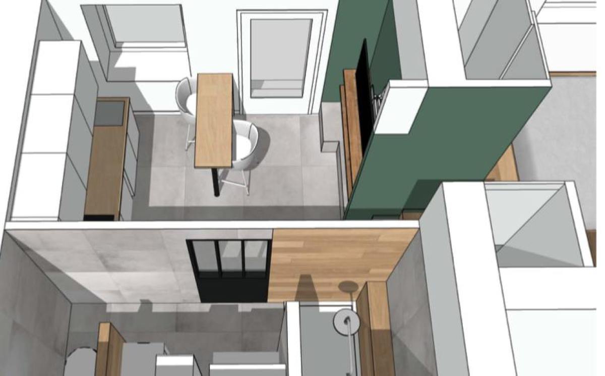 aménagement salle de bain gris style épurée chambre parentale marseille 13007 : architecte d'intérieur marseille